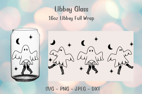 Dancing Funny Ghost Can Glass Svg for Graphics and Crafts