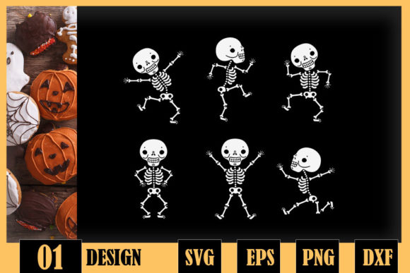 Dancing Skeletons Funny Halloween Graphics for Crafts