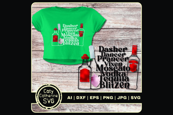 Funny Alcohol Reindeer Christmas Graphics for Crafts
