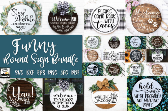 Funny Round Sign Bundle - Round SVG File