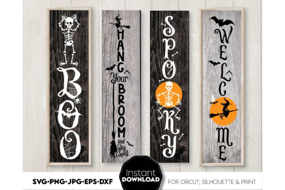 Halloween Front Porch Sign Bundle SVG Graphics and Crafts