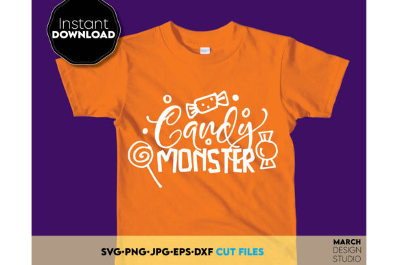 Kids Halloween SVG Candy Monster Shirt for Crafts and Graphics