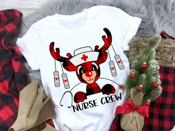 Nurse Crew Funny Christmas Reindeer Graphics for Crafts