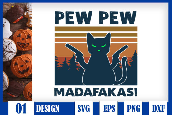 Pew Pew Madafakas Funny Cat Halloween Graphics and Crafts