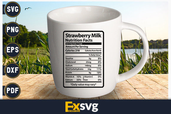 Strawberry Milk Nutrition Facts Graphics for Crafts